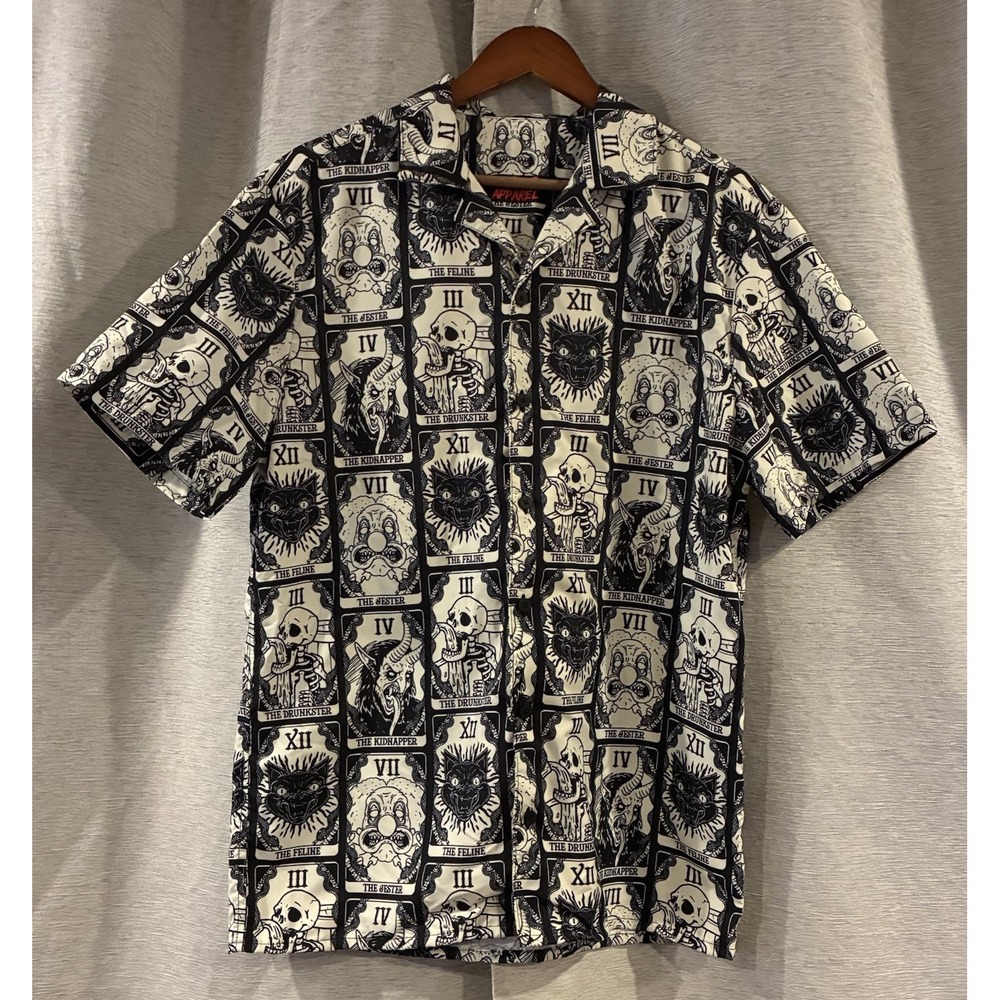 Murder Apparel Death Tarots Button-Up Shirt Small Horror Halloween Grunge Black